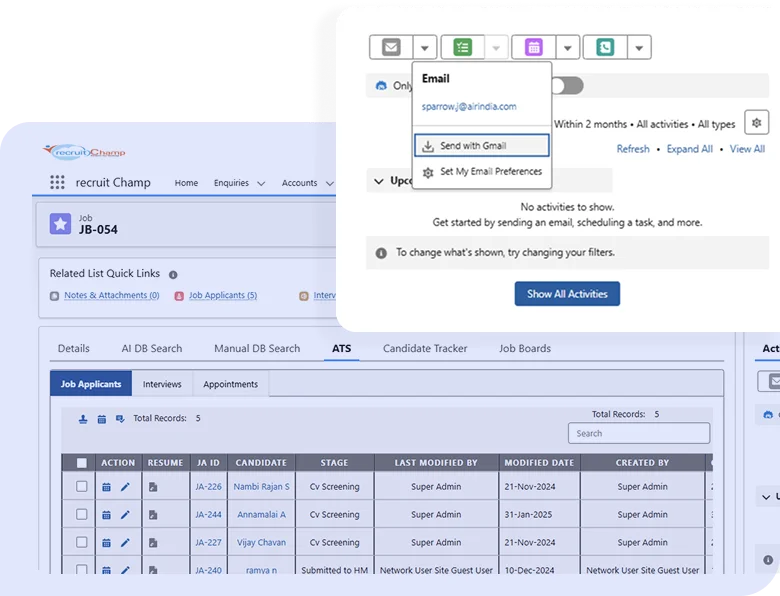 Candidate tracking in  HR management platform